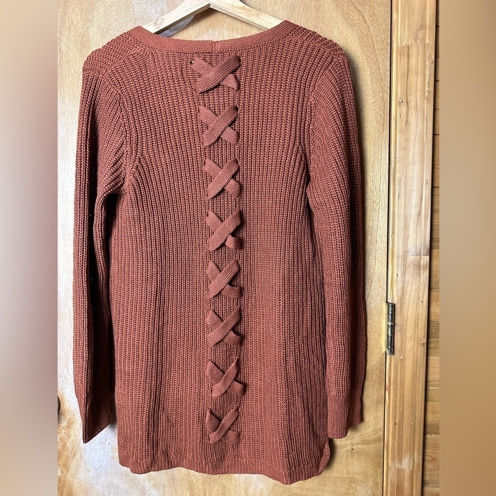 Pinque Design Studios Rust Orange Crochet Cardigan Small - Picture 3 of 6